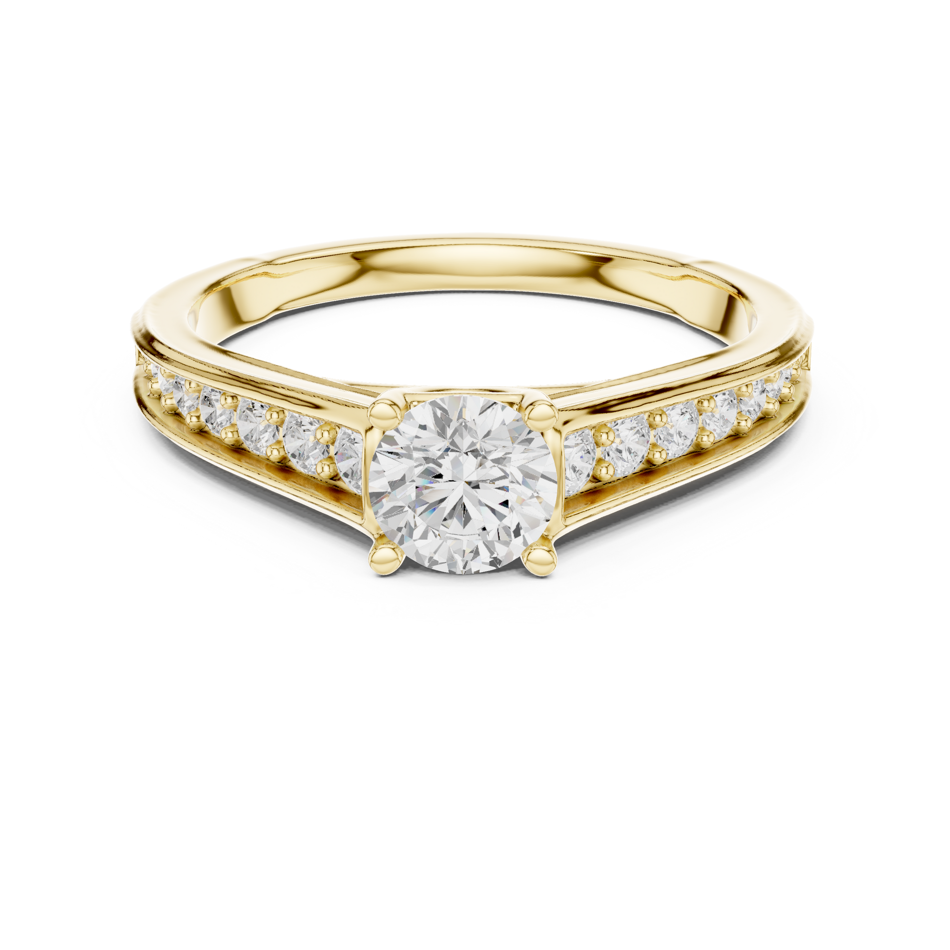 Round Side Stone Lab Grown Diamond Ring