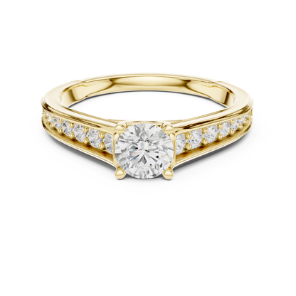 Round Side Stone Lab Grown Diamond Ring