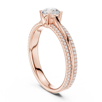 Round Side Stone Lab Grown Diamond Ring