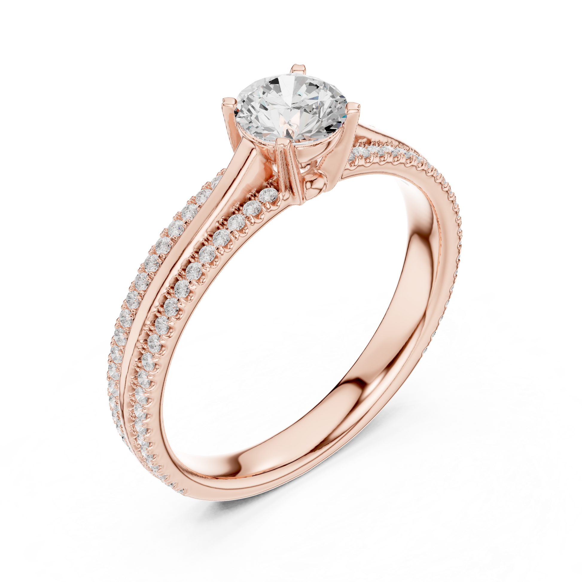 Round Side Stone Lab Grown Diamond Ring