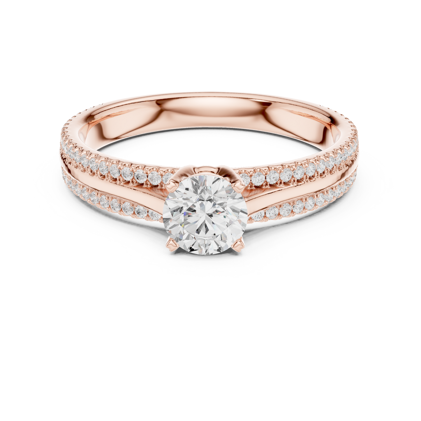 Round Side Stone Lab Grown Diamond Ring