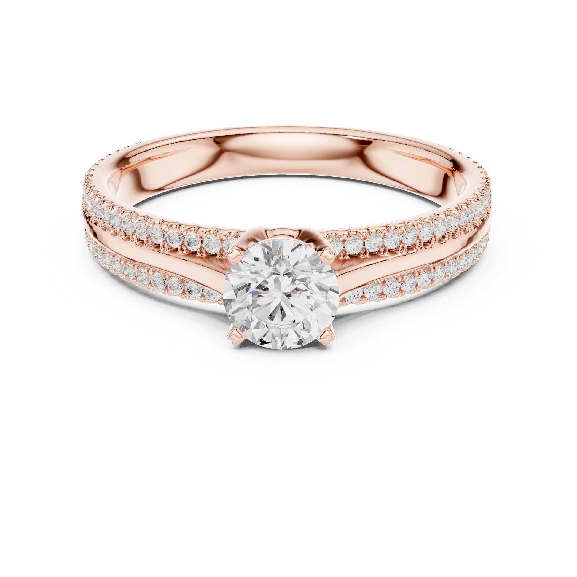 Round Side Stone Lab Grown Diamond Ring