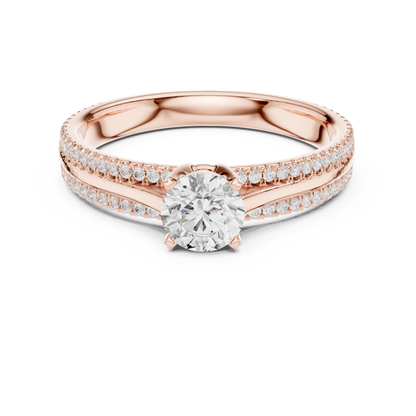 Round Side Stone Lab Grown Diamond Ring