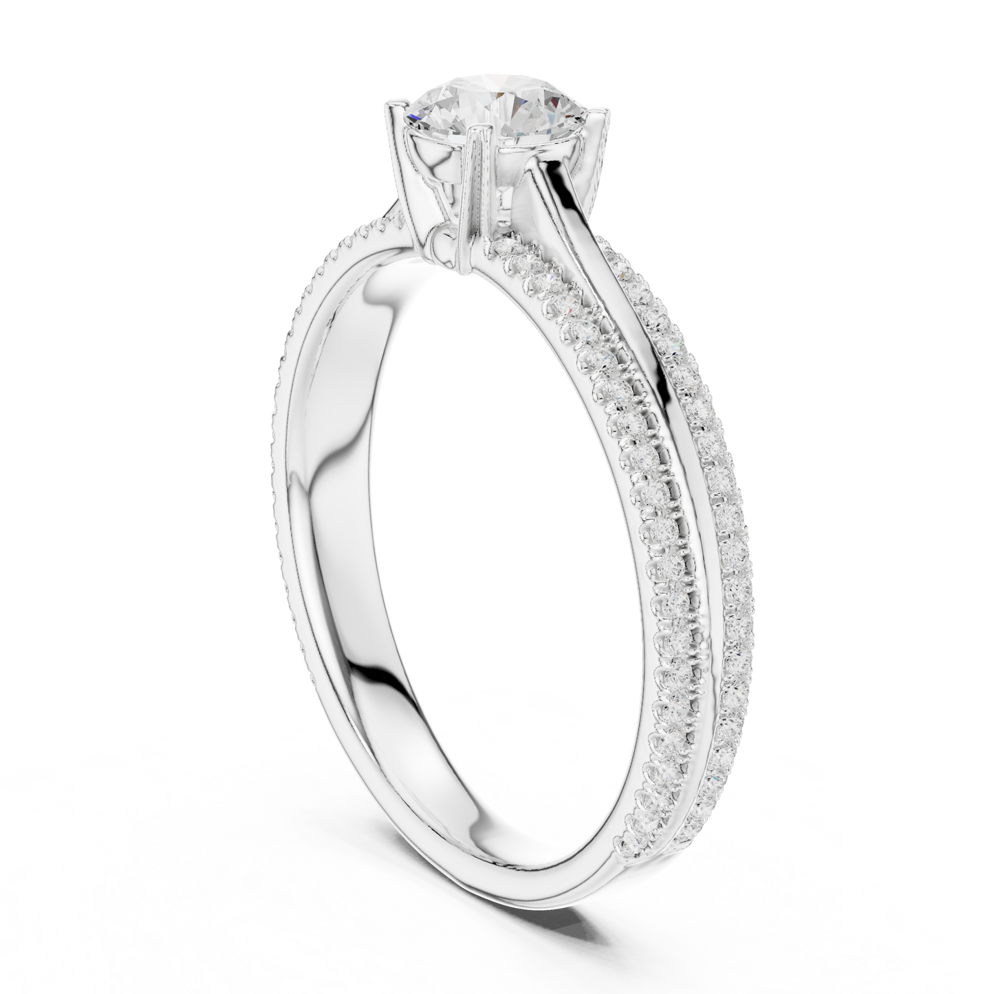 Round Side Stone Lab Grown Diamond Ring