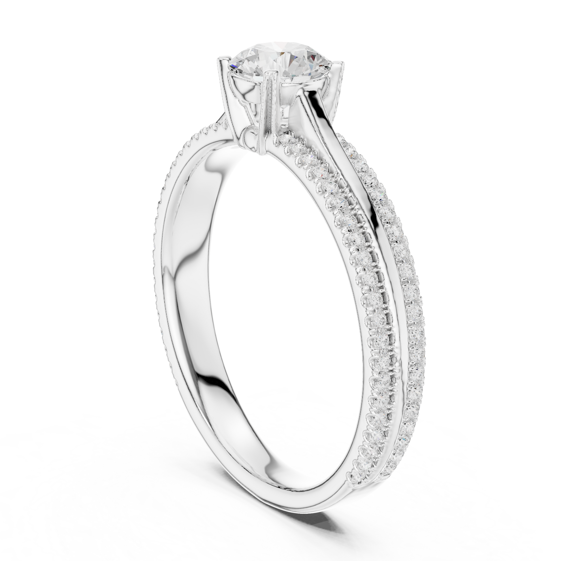 Round Side Stone Lab Grown Diamond Ring