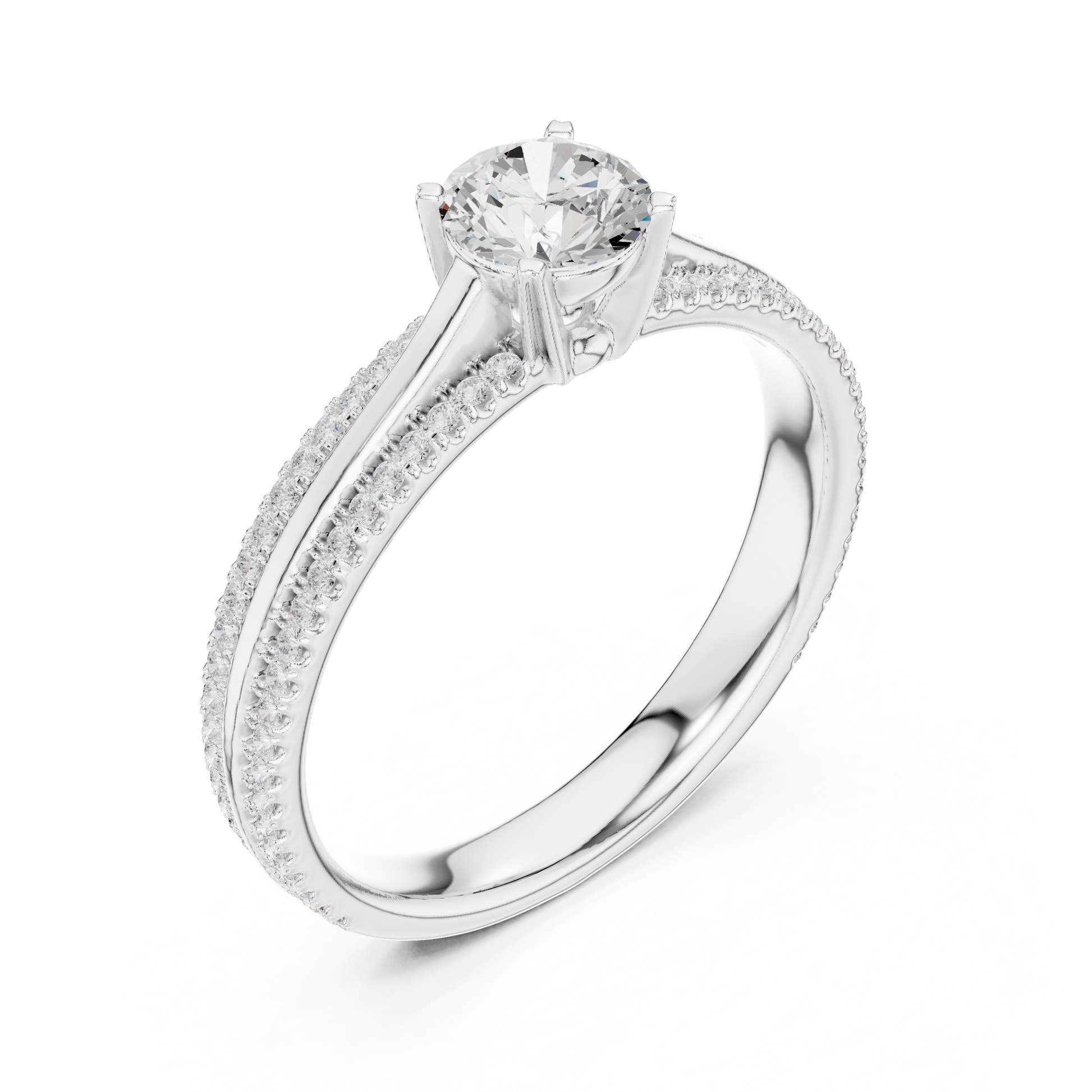 Round Side Stone Lab Grown Diamond Ring