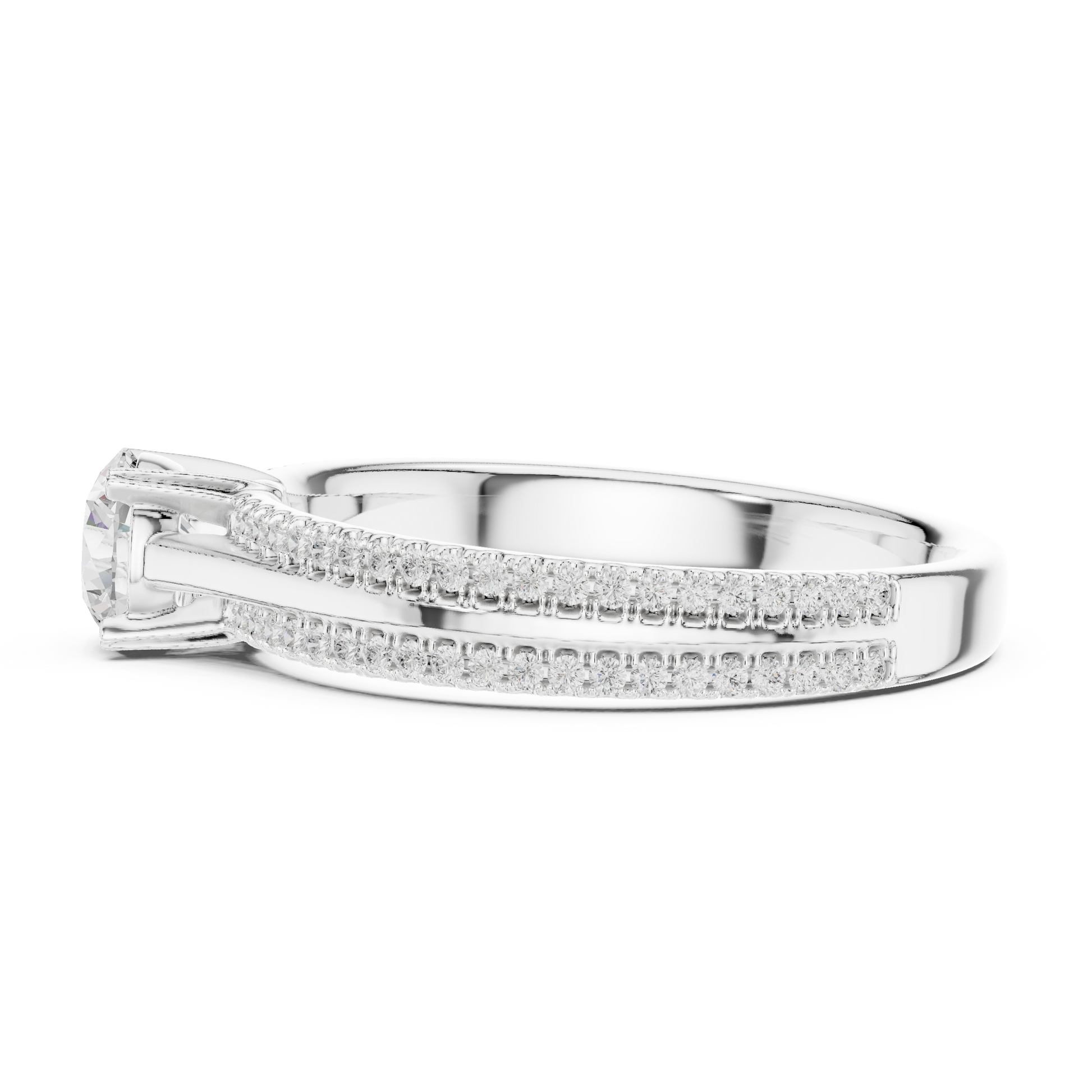 Round Side Stone Lab Grown Diamond Ring