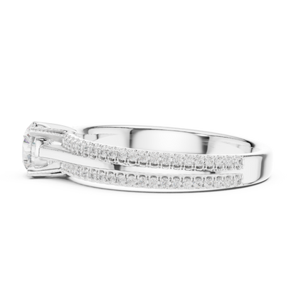 Round Side Stone Lab Grown Diamond Ring