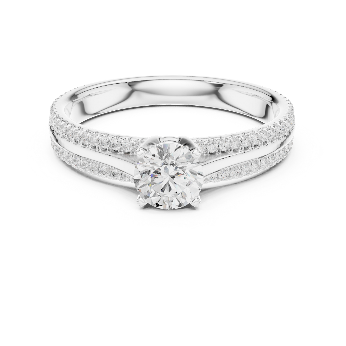 Round Side Stone Lab Grown Diamond Ring