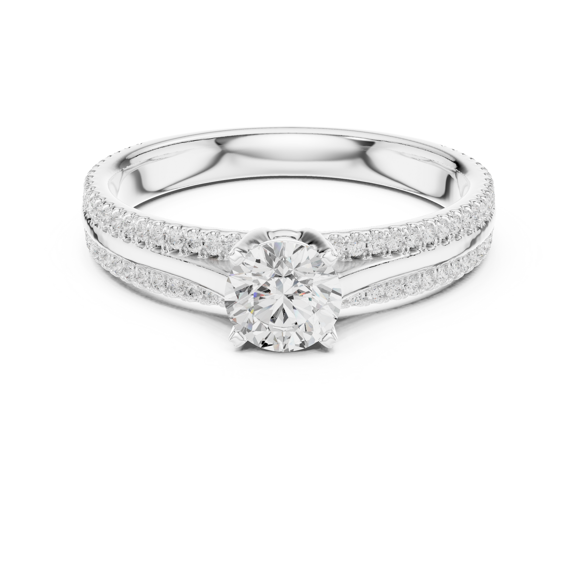 Round Side Stone Lab Grown Diamond Ring