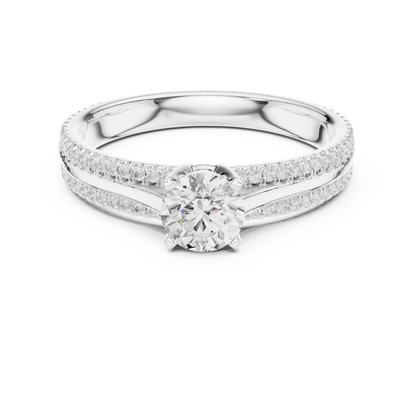 Round Side Stone Lab Grown Diamond Ring