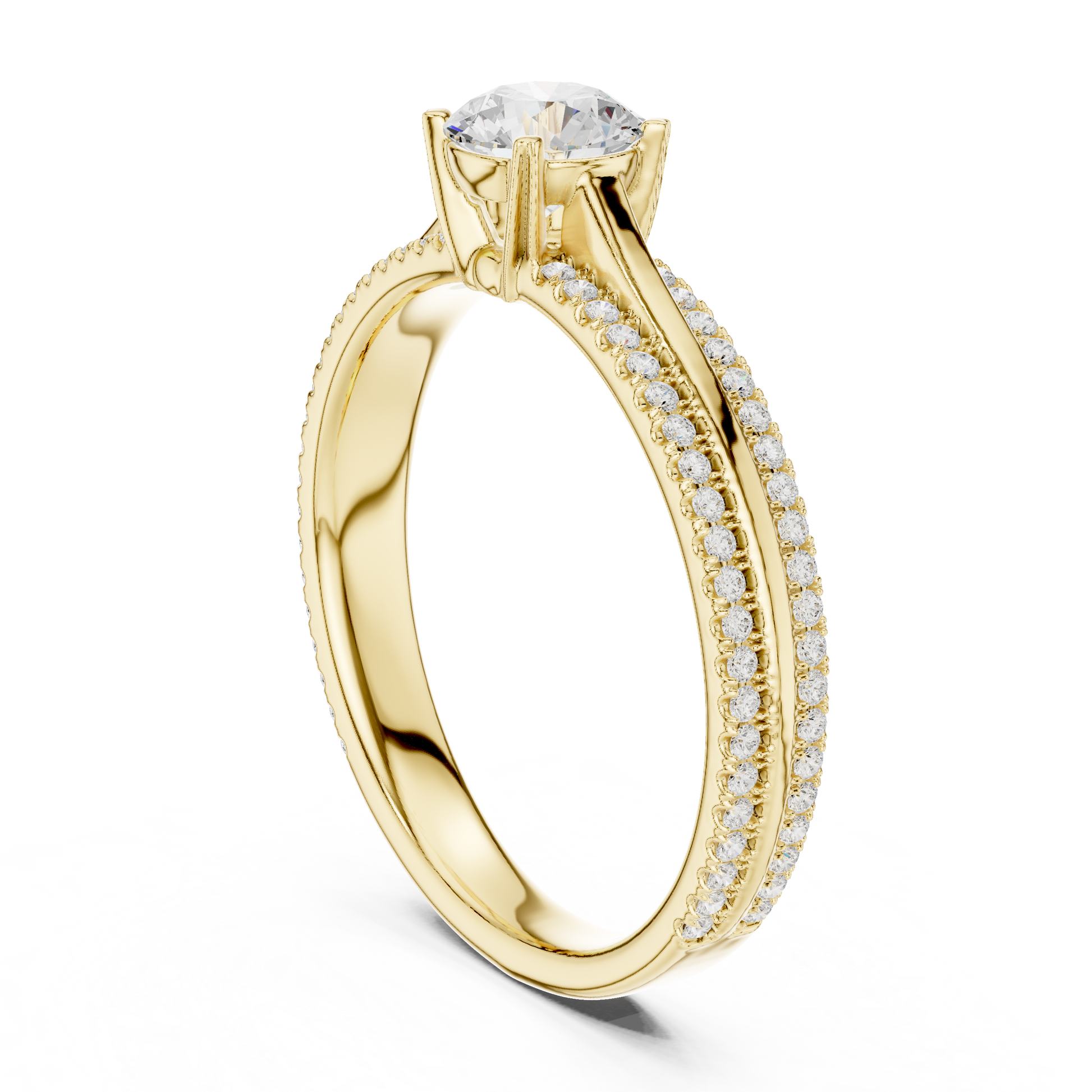 Round Side Stone Lab Grown Diamond Ring