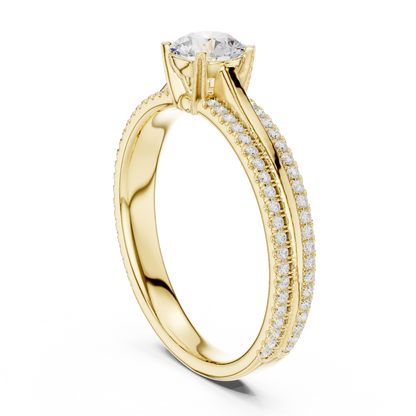 Round Side Stone Lab Grown Diamond Ring