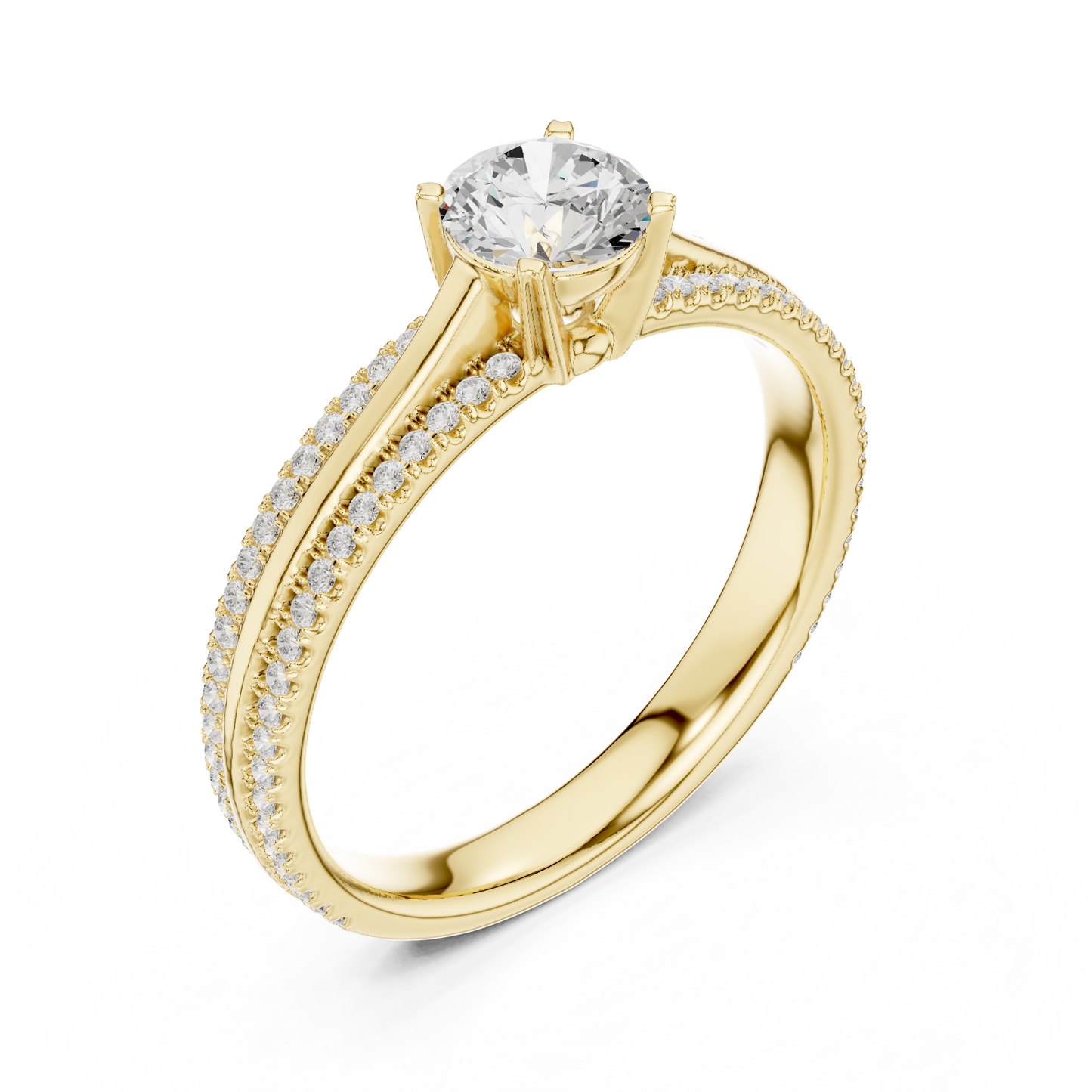 Round Side Stone Lab Grown Diamond Ring