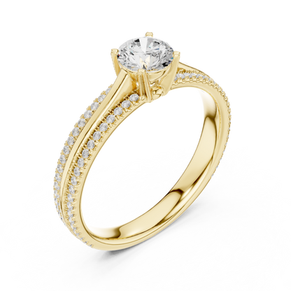 Round Side Stone Lab Grown Diamond Ring