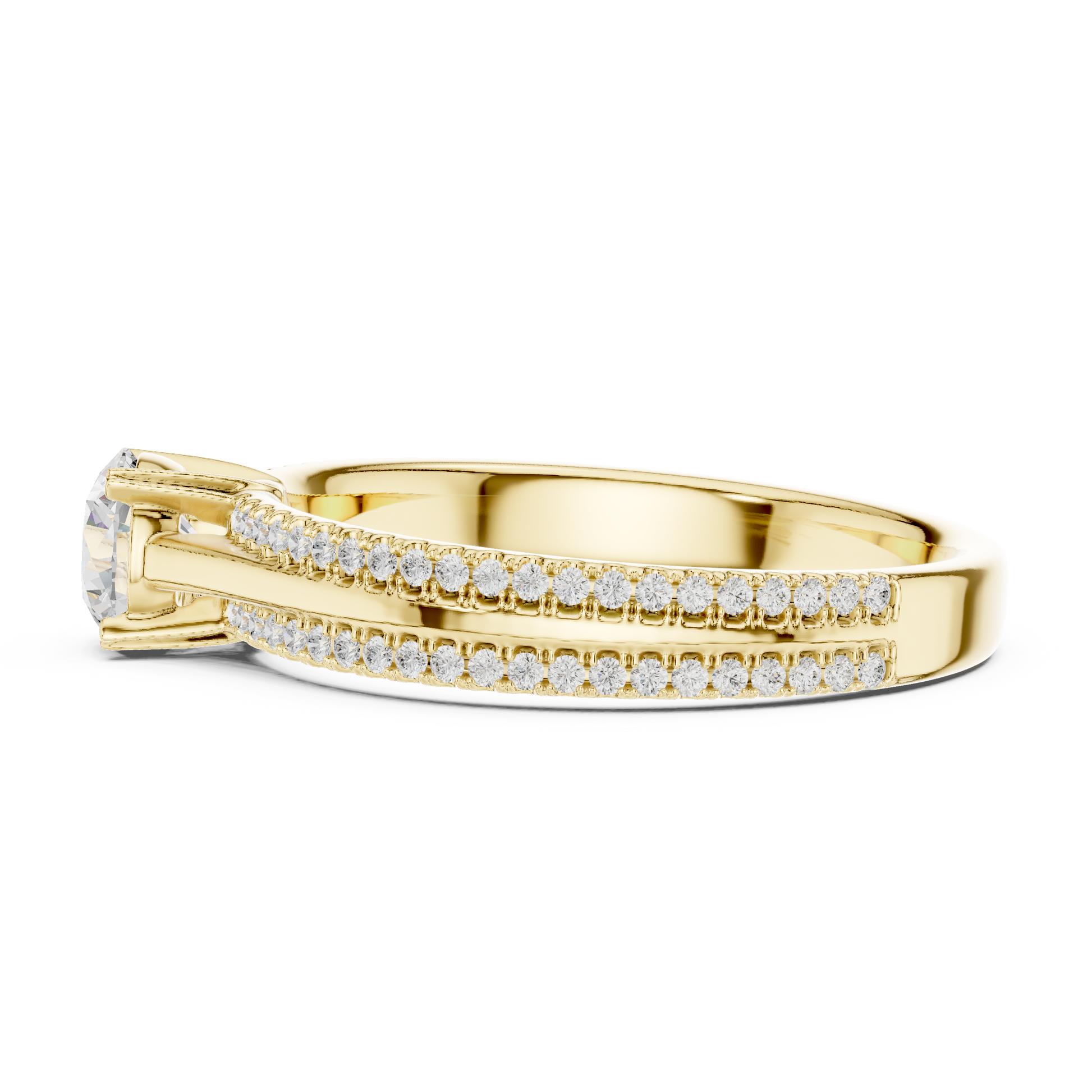 Round Side Stone Lab Grown Diamond Ring