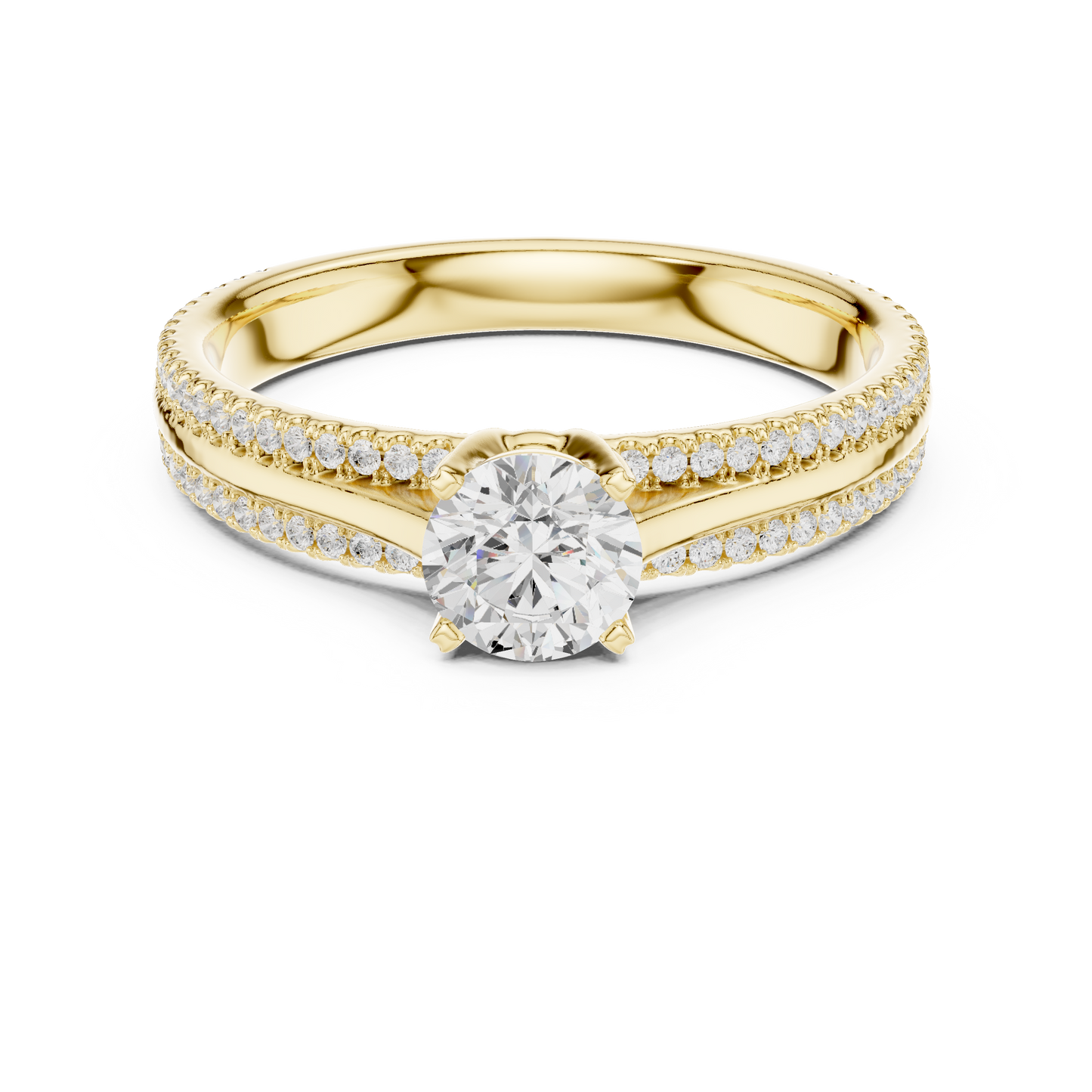 Round Side Stone Lab Grown Diamond Ring