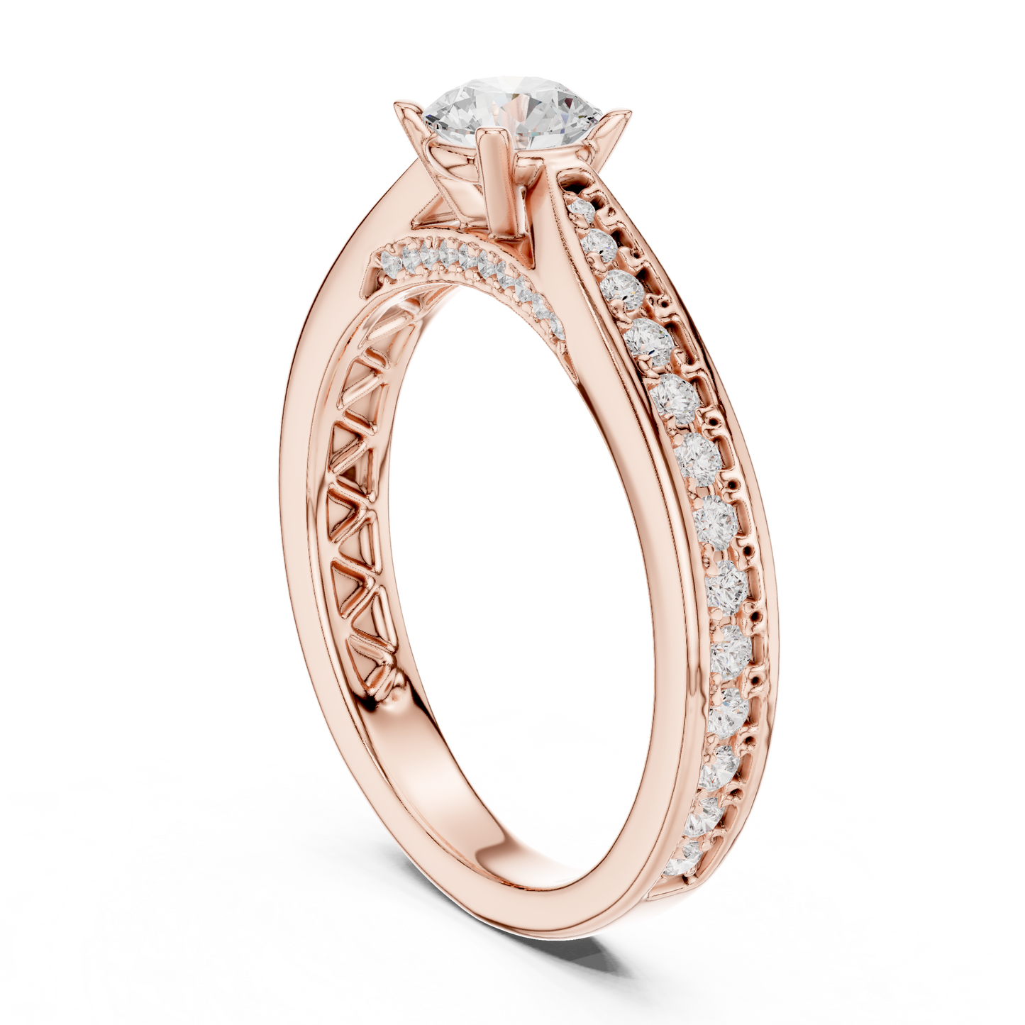 Round Side Stone Lab Grown Diamond Ring