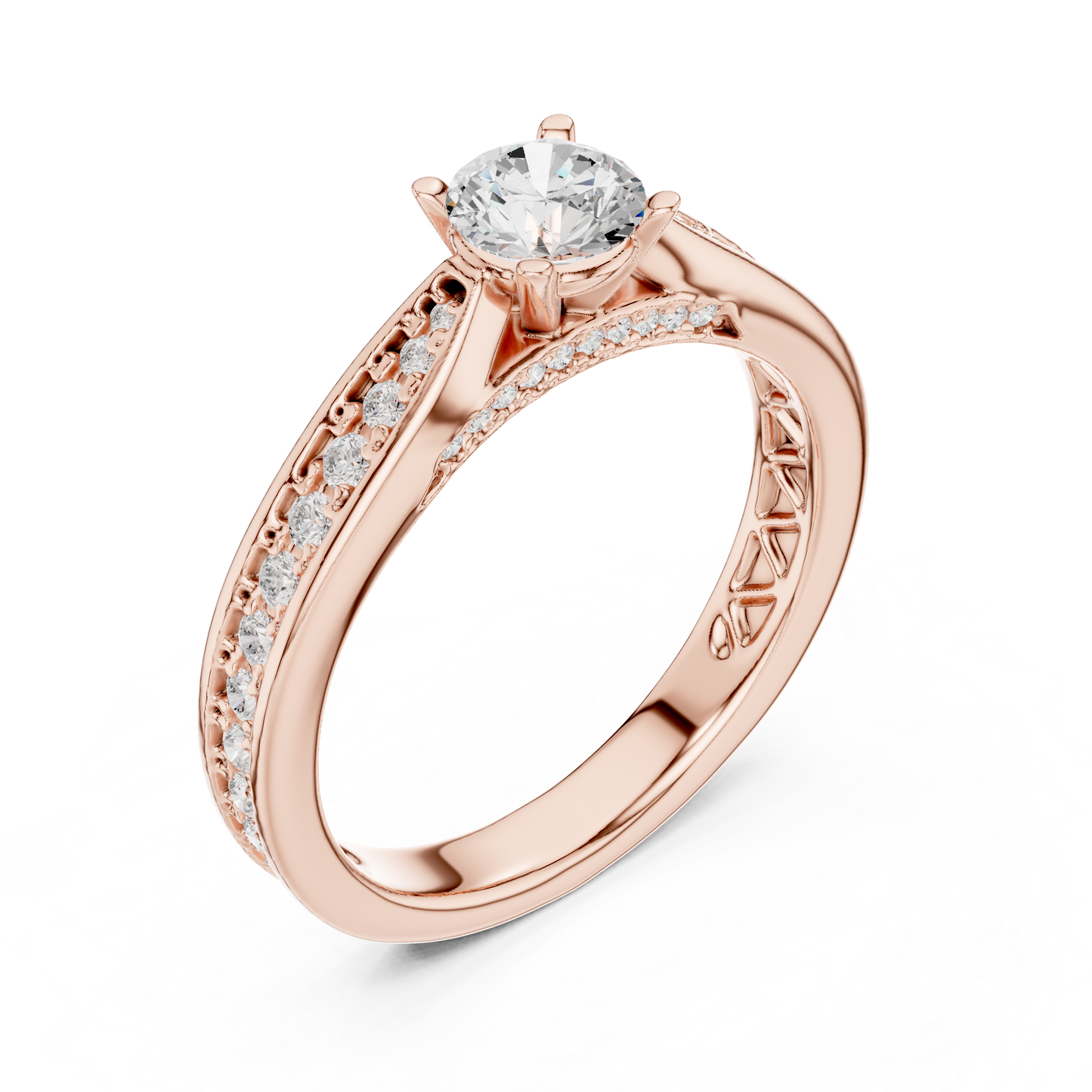 Round Side Stone Lab Grown Diamond Ring