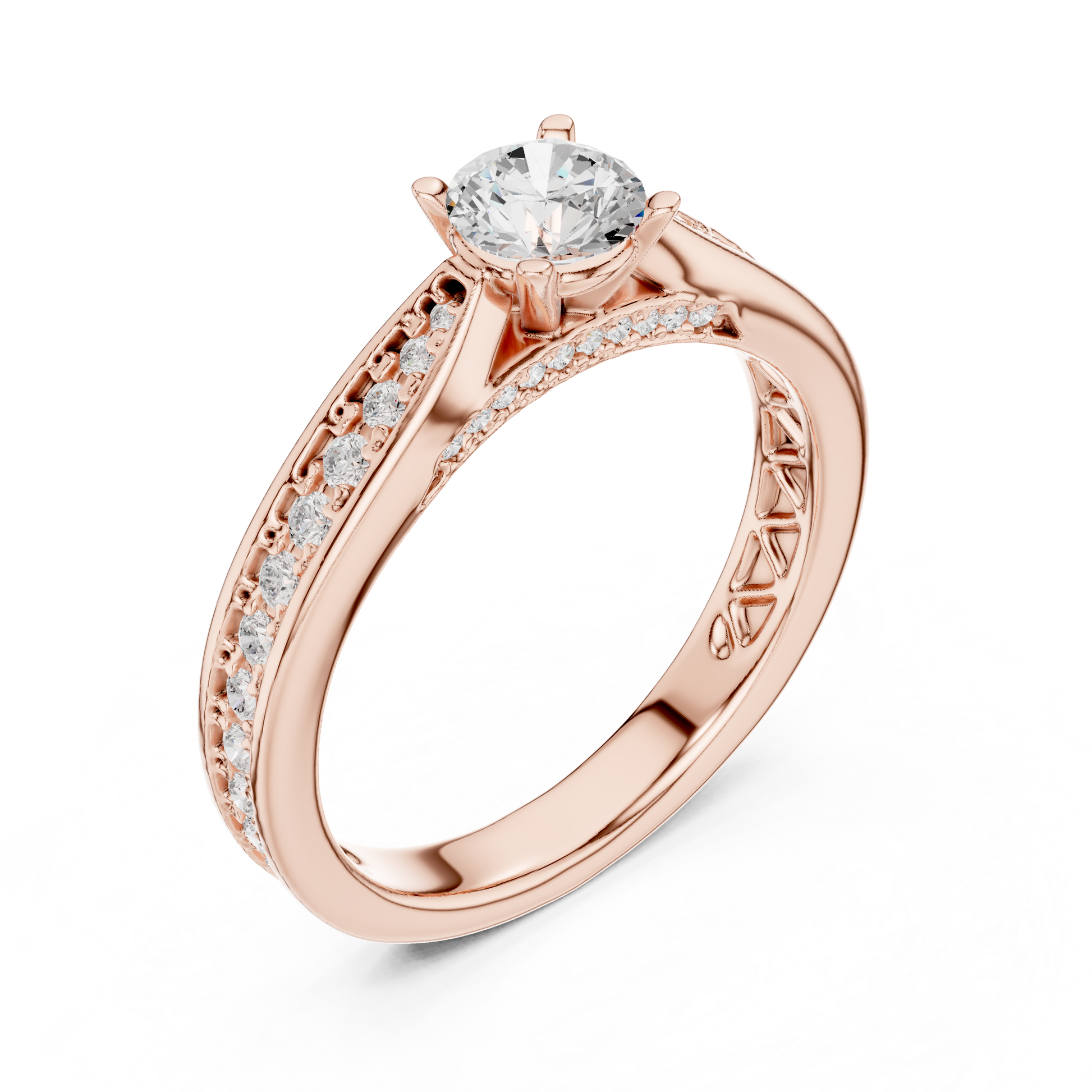 Round Side Stone Lab Grown Diamond Ring