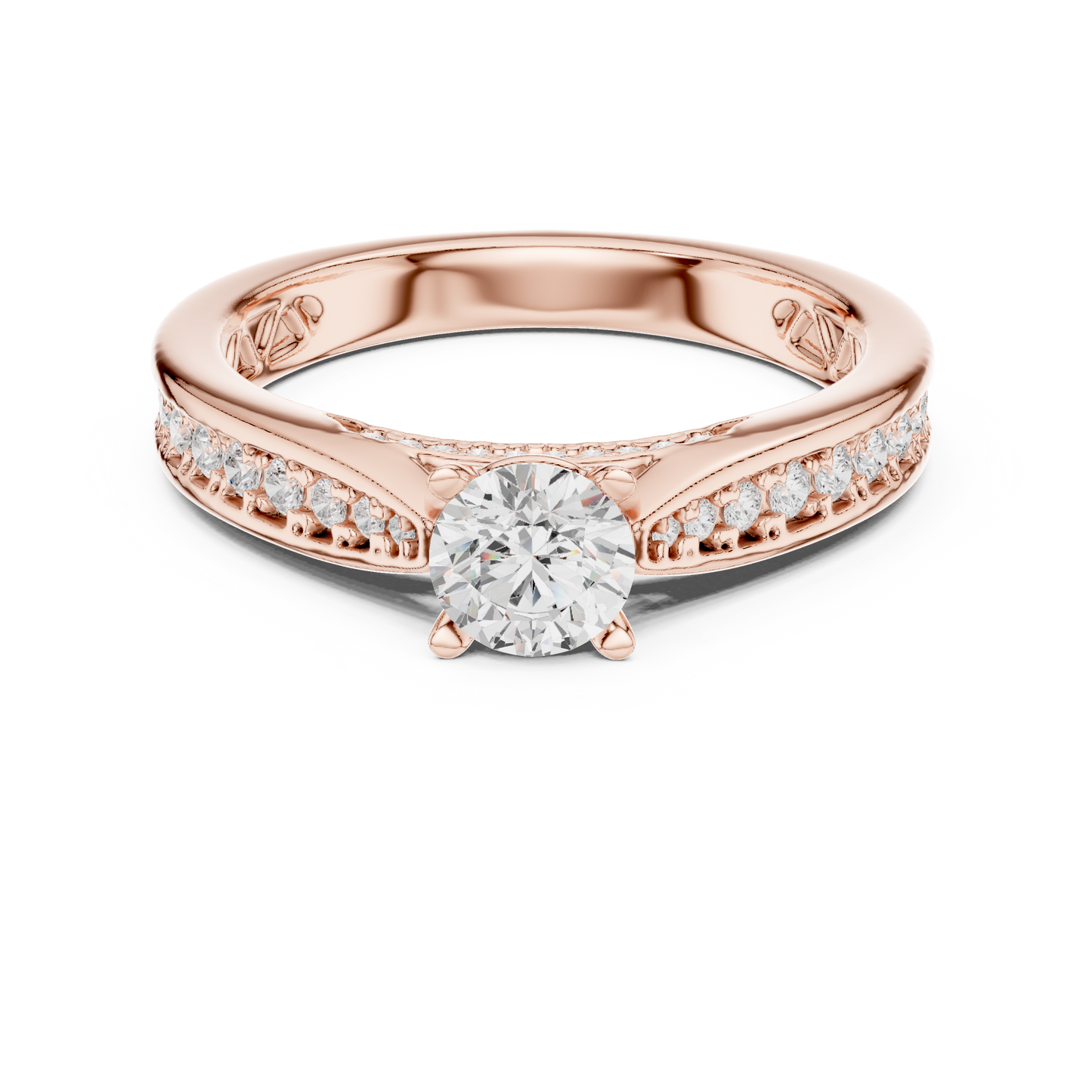Round Side Stone Lab Grown Diamond Ring