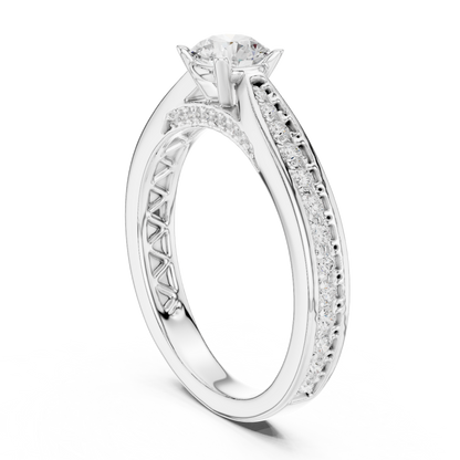 Round Side Stone Lab Grown Diamond Ring