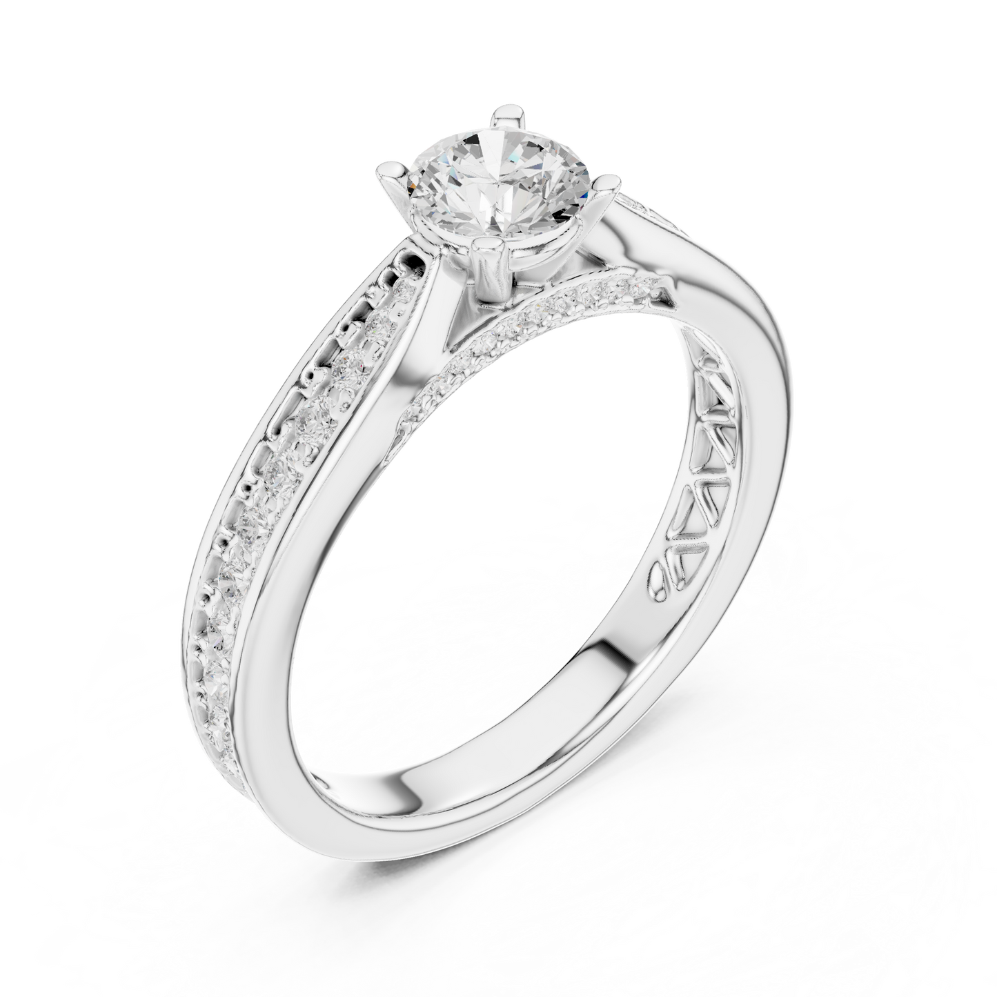 Round Side Stone Lab Grown Diamond Ring