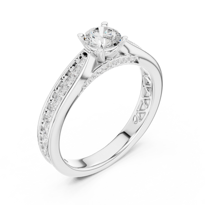 Round Side Stone Lab Grown Diamond Ring