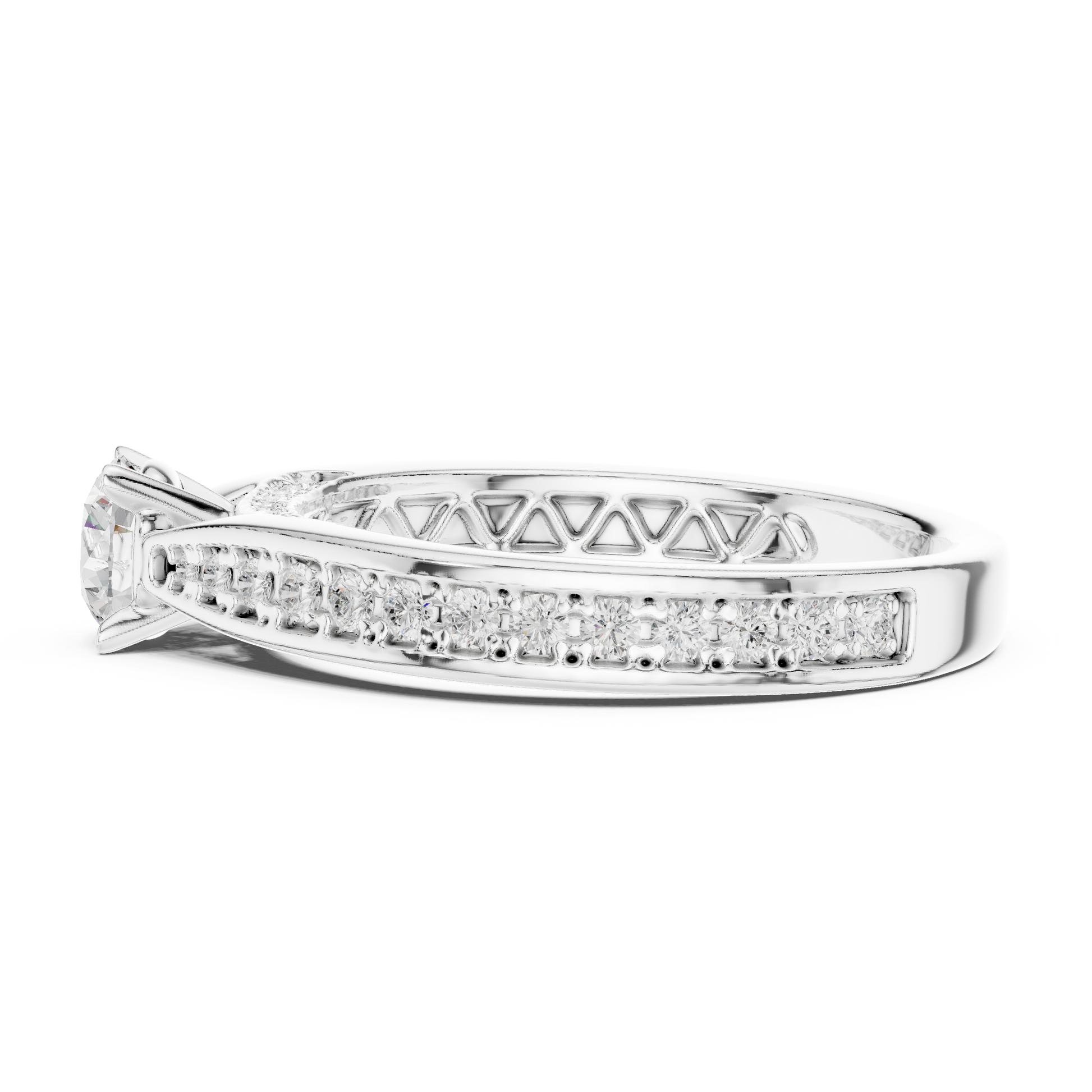 Round Side Stone Lab Grown Diamond Ring
