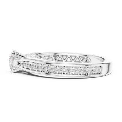 Round Side Stone Lab Grown Diamond Ring