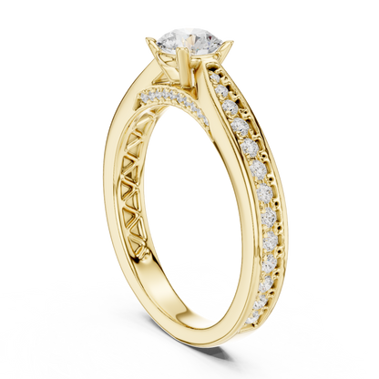 Round Side Stone Lab Grown Diamond Ring