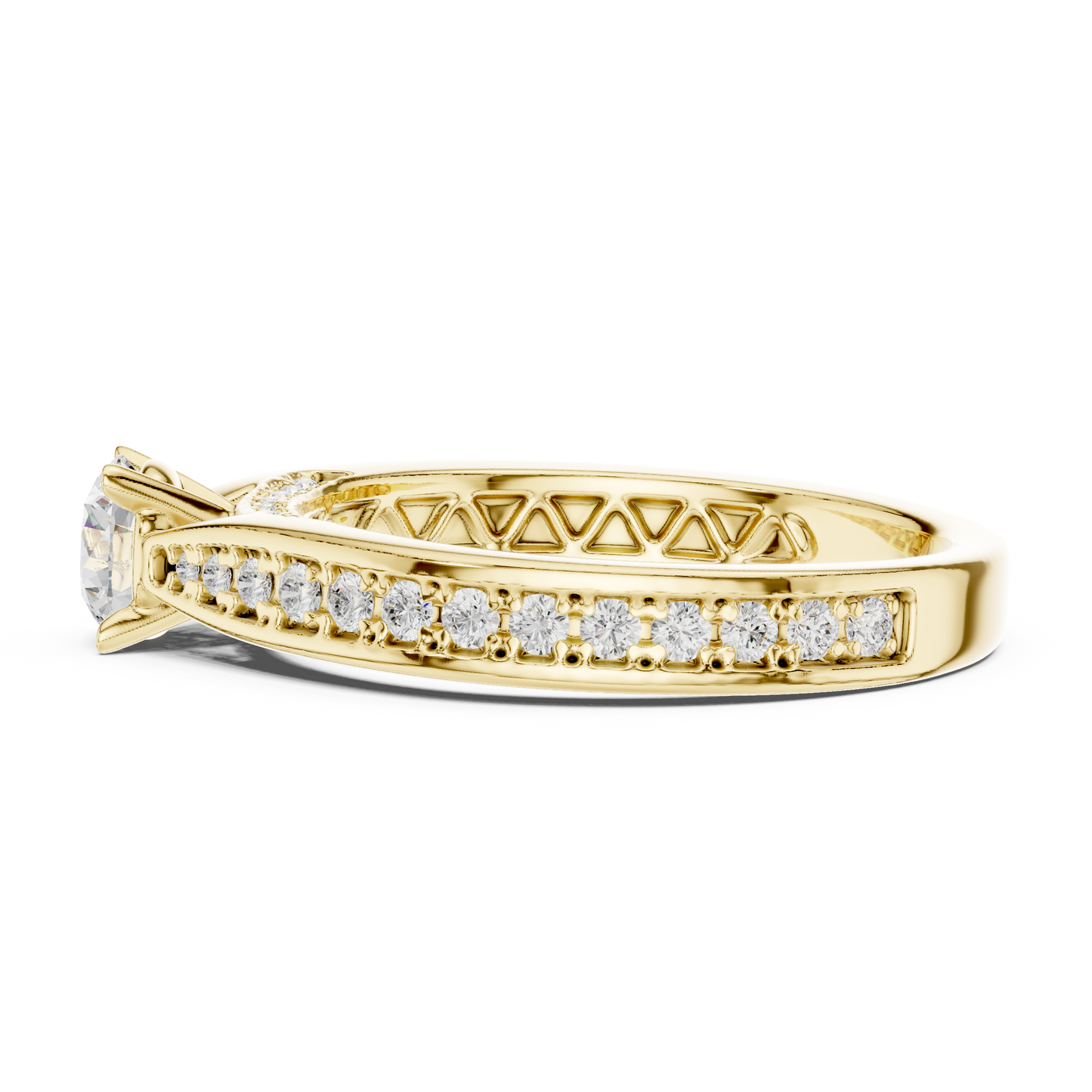 Round Side Stone Lab Grown Diamond Ring
