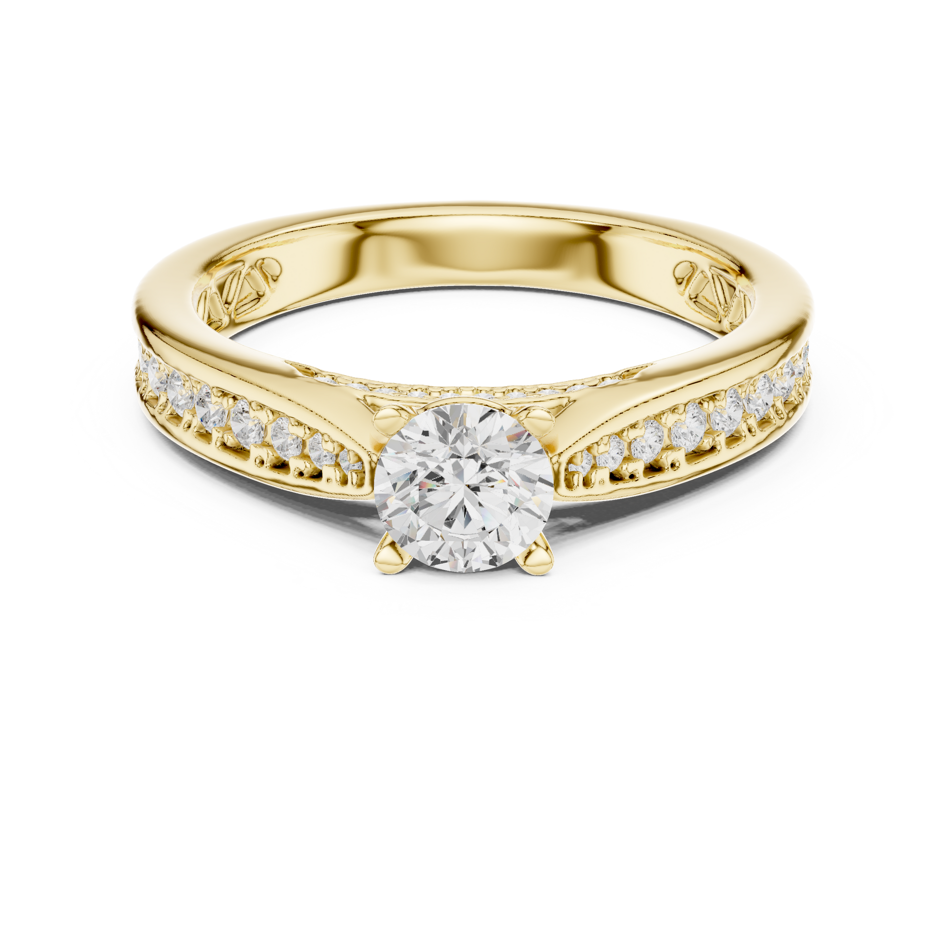 Round Side Stone Lab Grown Diamond Ring