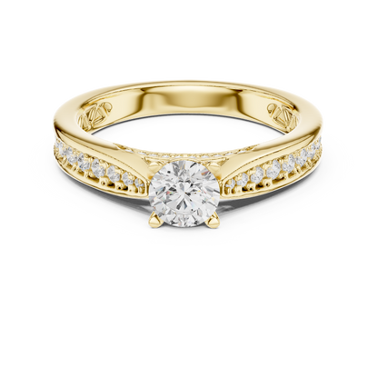 Round Side Stone Lab Grown Diamond Ring