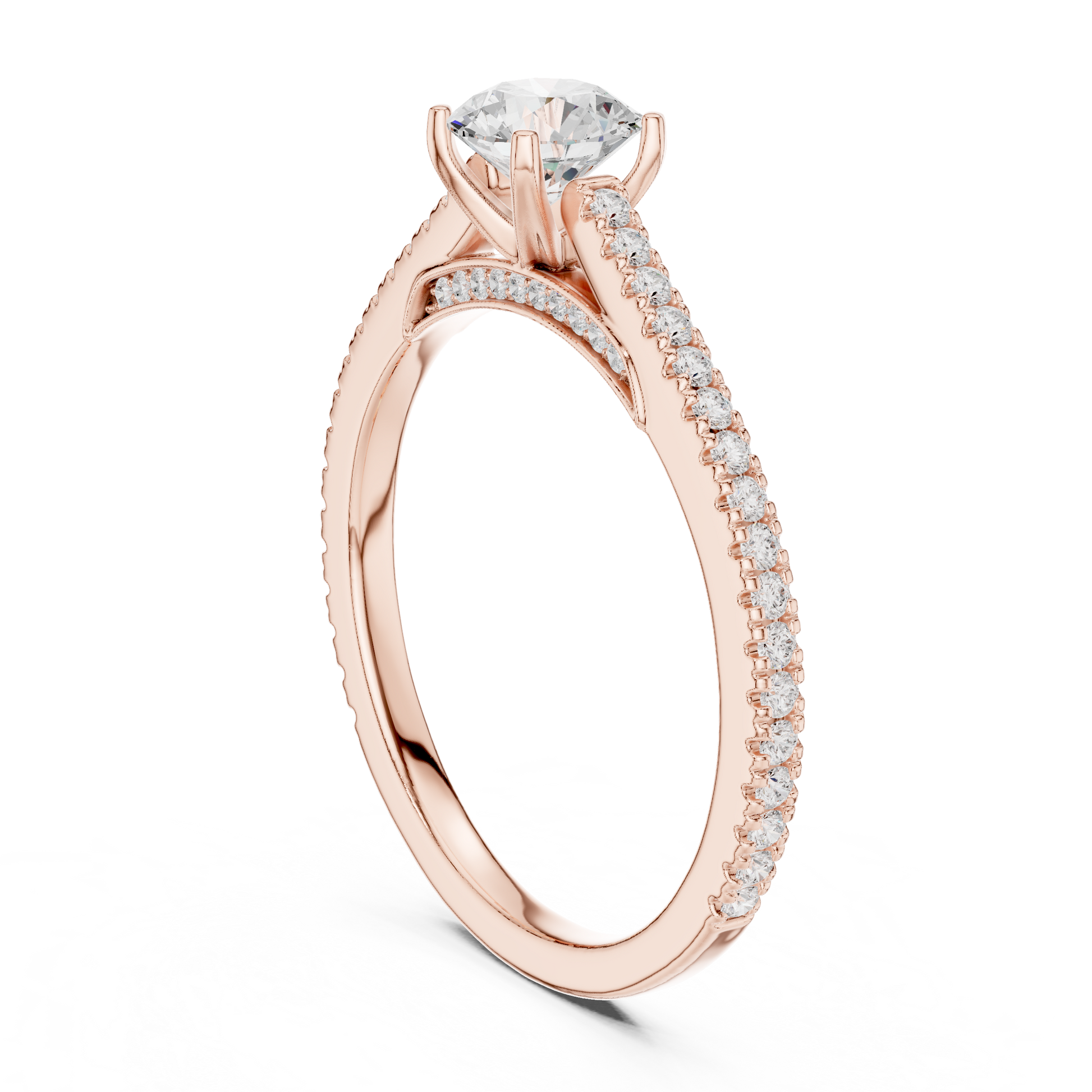 Round Side Stone Lab Grown Diamond Ring