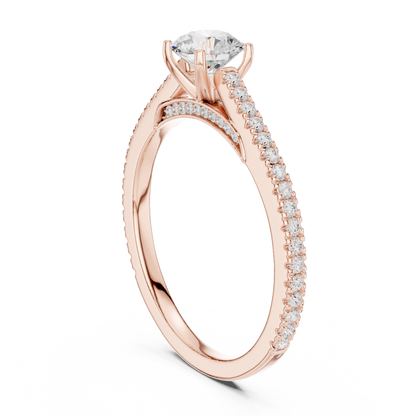 Round Side Stone Lab Grown Diamond Ring