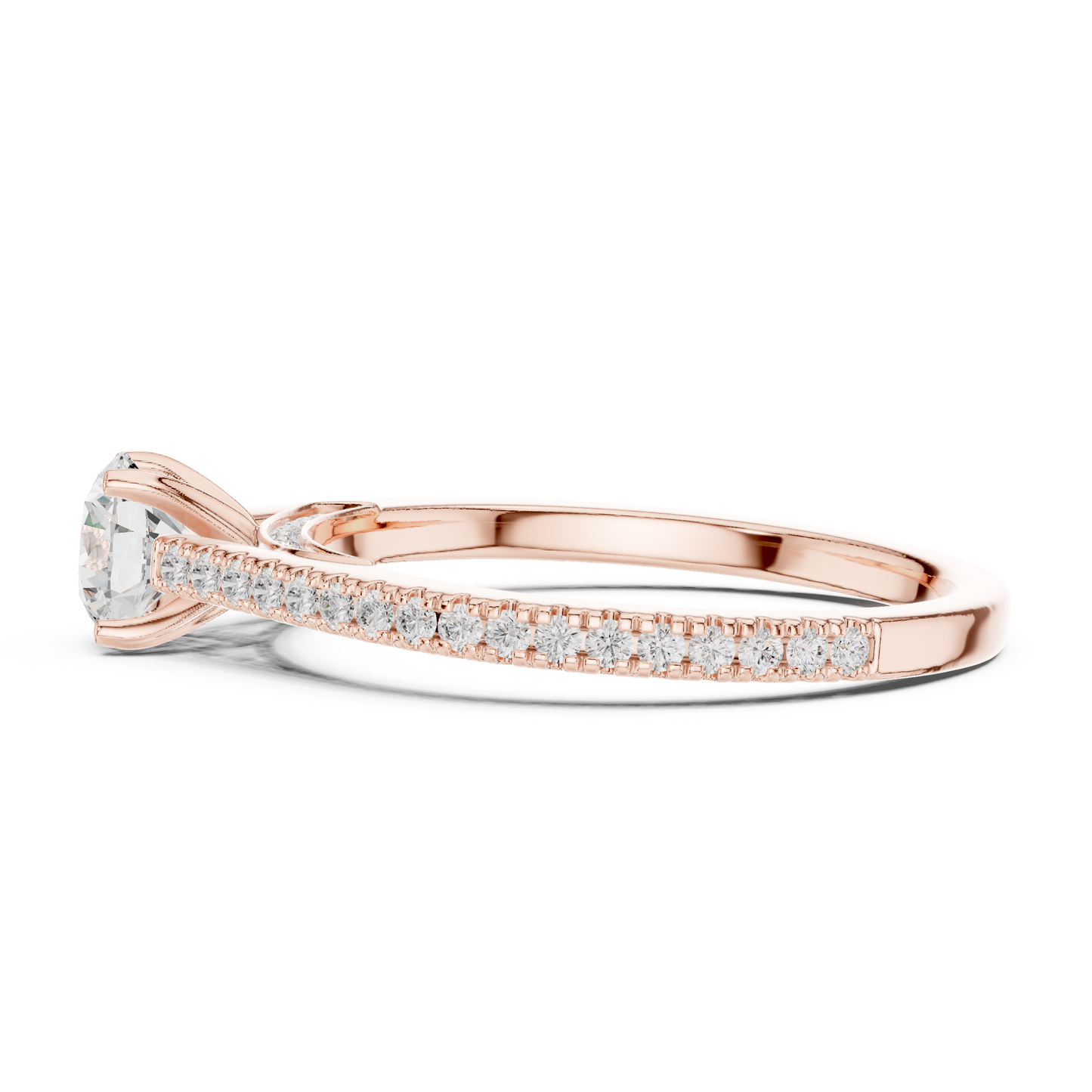 Round Side Stone Lab Grown Diamond Ring