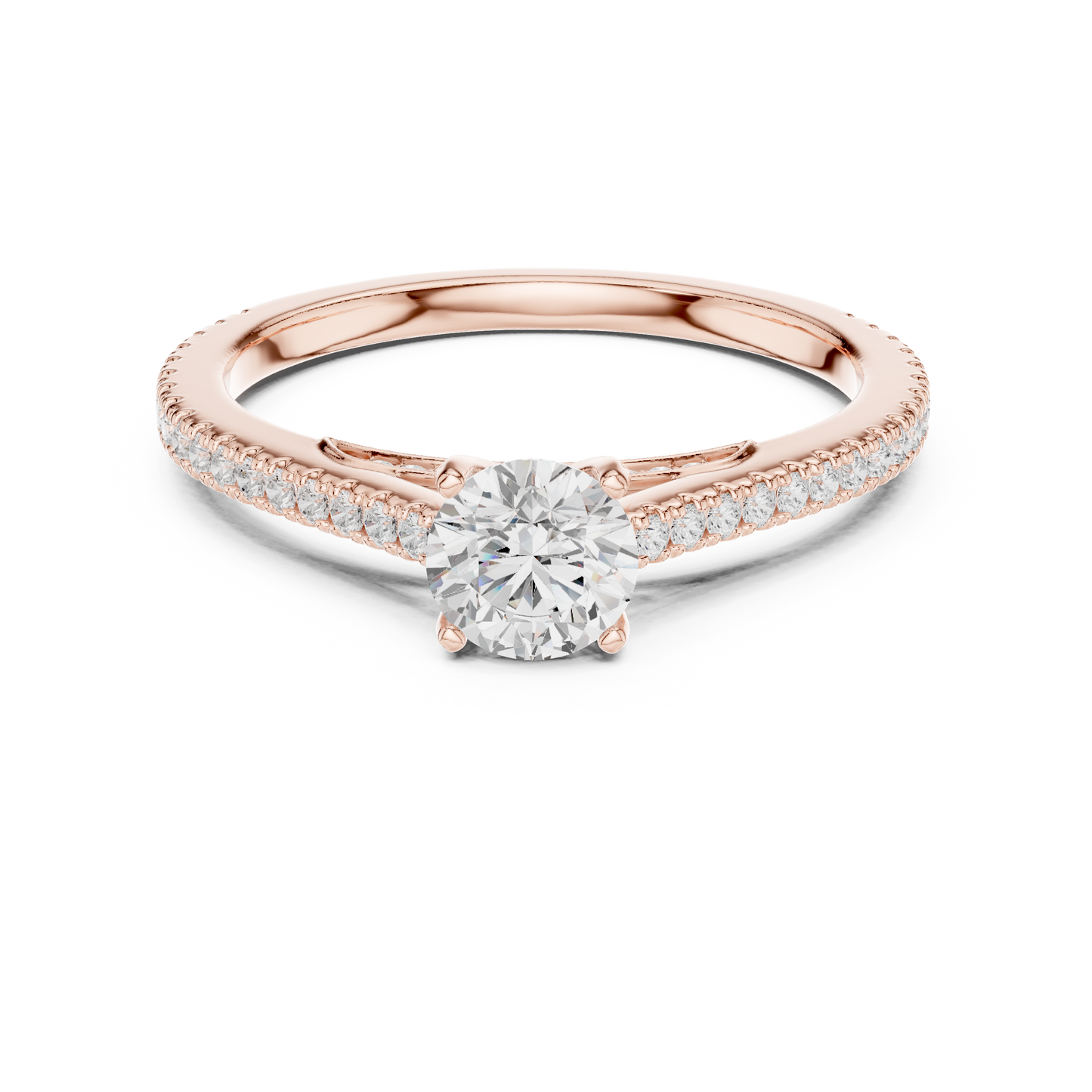 Round Side Stone Lab Grown Diamond Ring