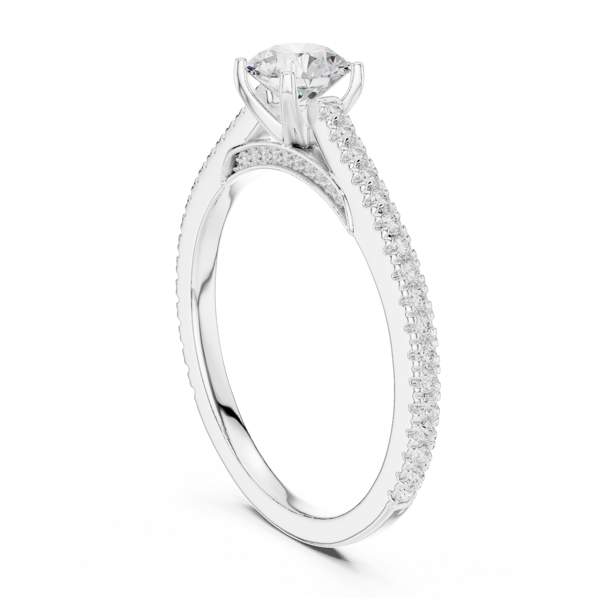Round Side Stone Lab Grown Diamond Ring