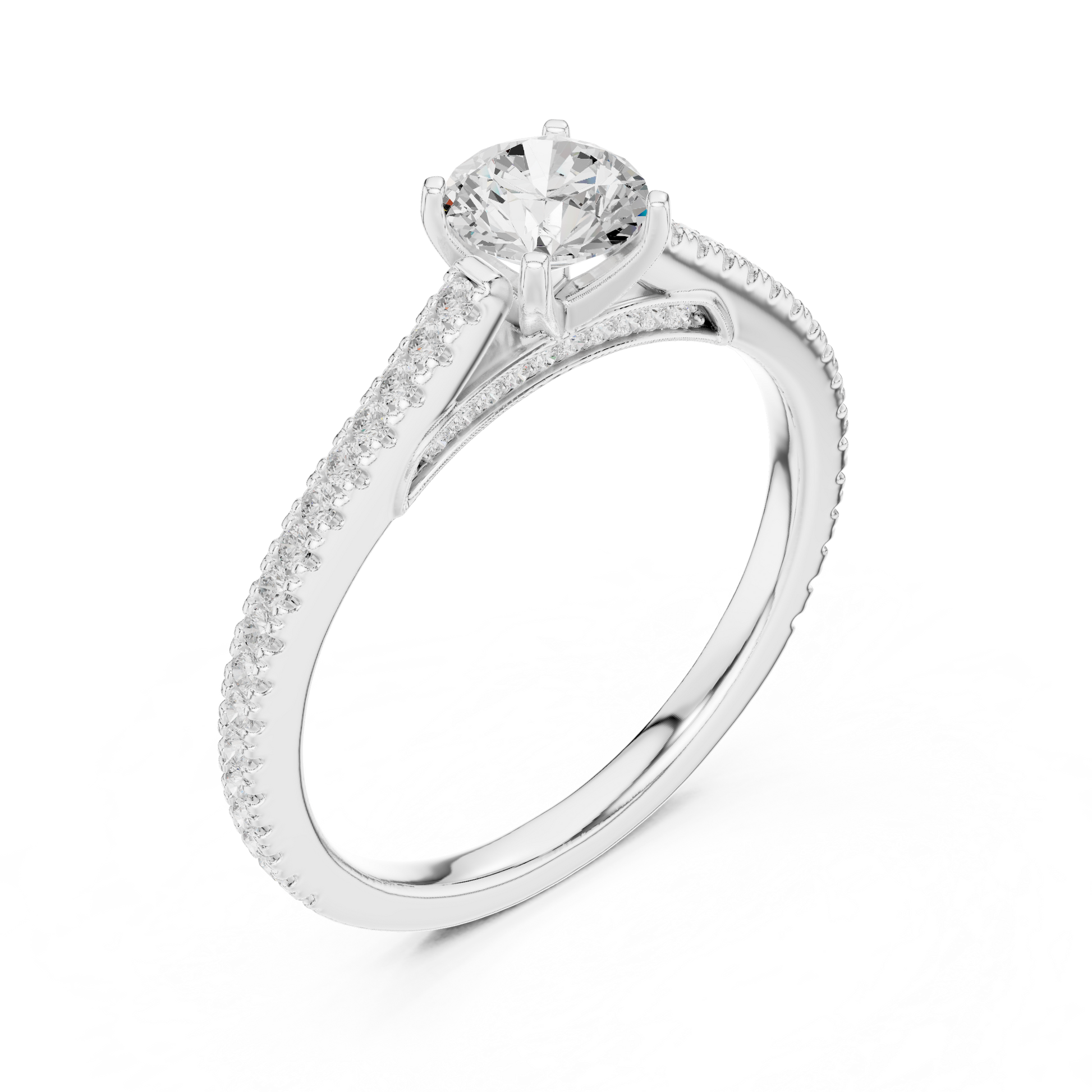 Round Side Stone Lab Grown Diamond Ring