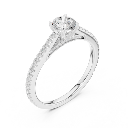 Round Side Stone Lab Grown Diamond Ring