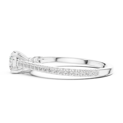 Round Side Stone Lab Grown Diamond Ring
