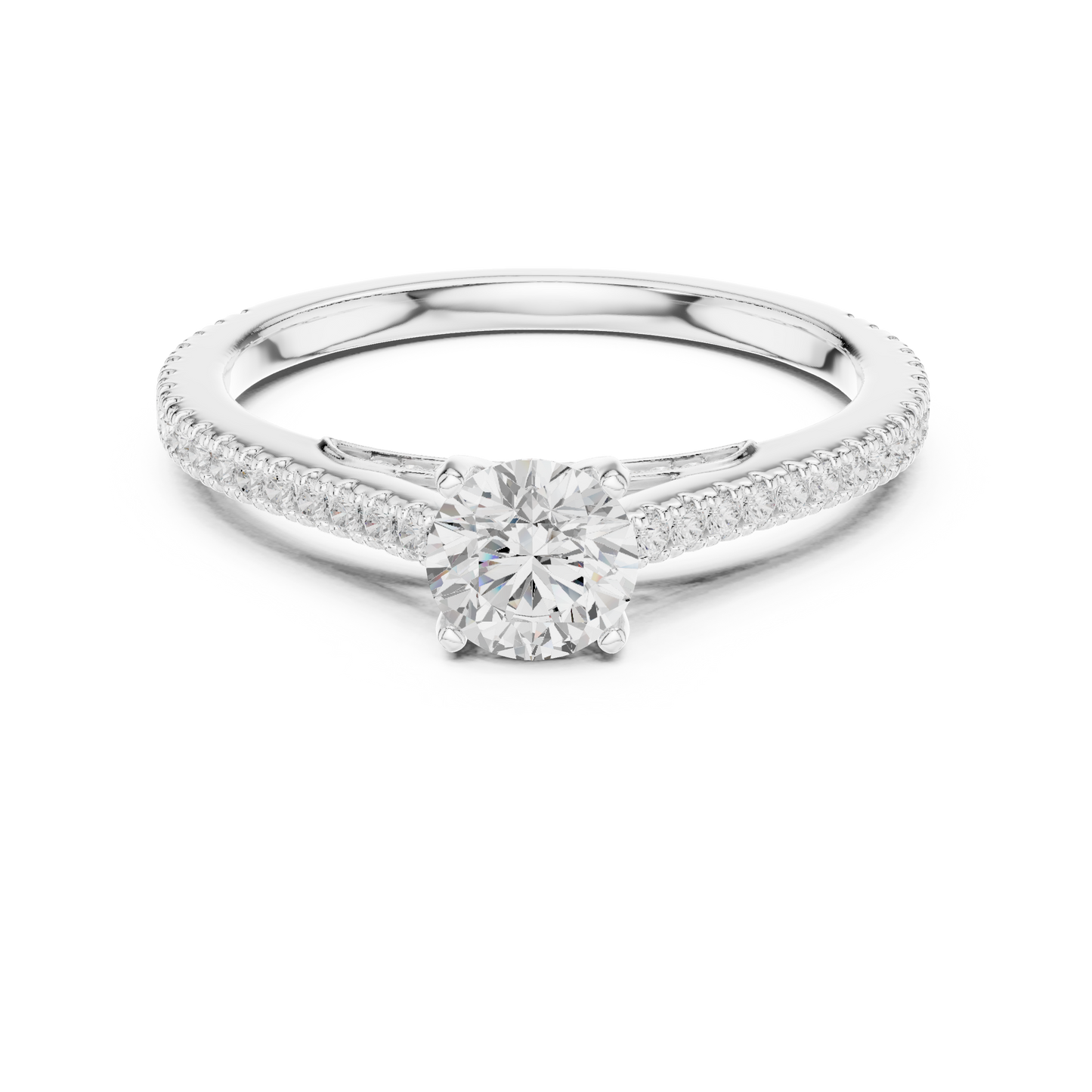 Round Side Stone Lab Grown Diamond Ring