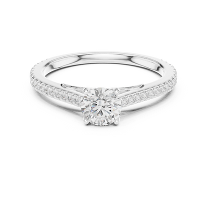 Round Side Stone Lab Grown Diamond Ring