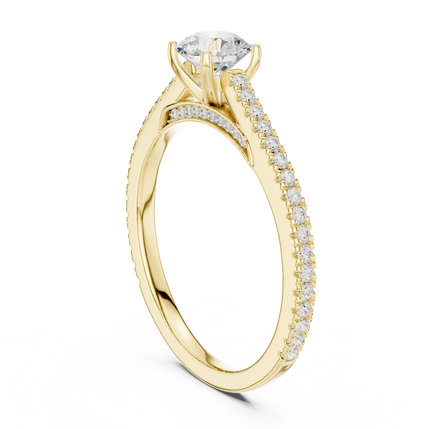 Round Side Stone Lab Grown Diamond Ring