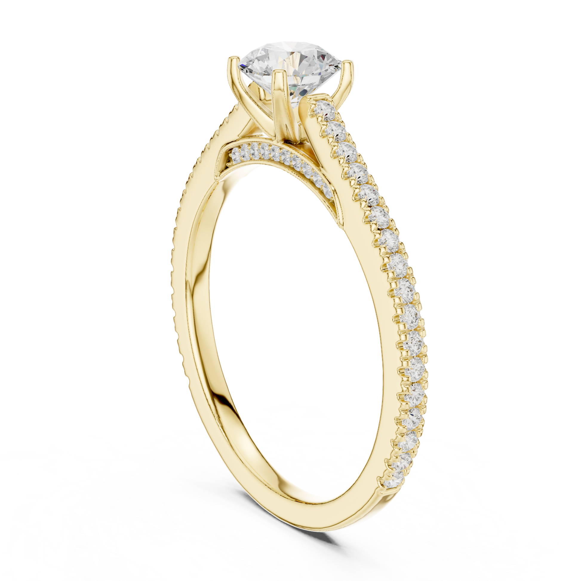Round Side Stone Lab Grown Diamond Ring