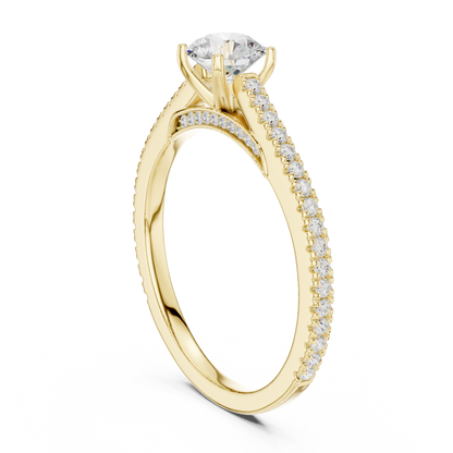 Round Side Stone Lab Grown Diamond Ring