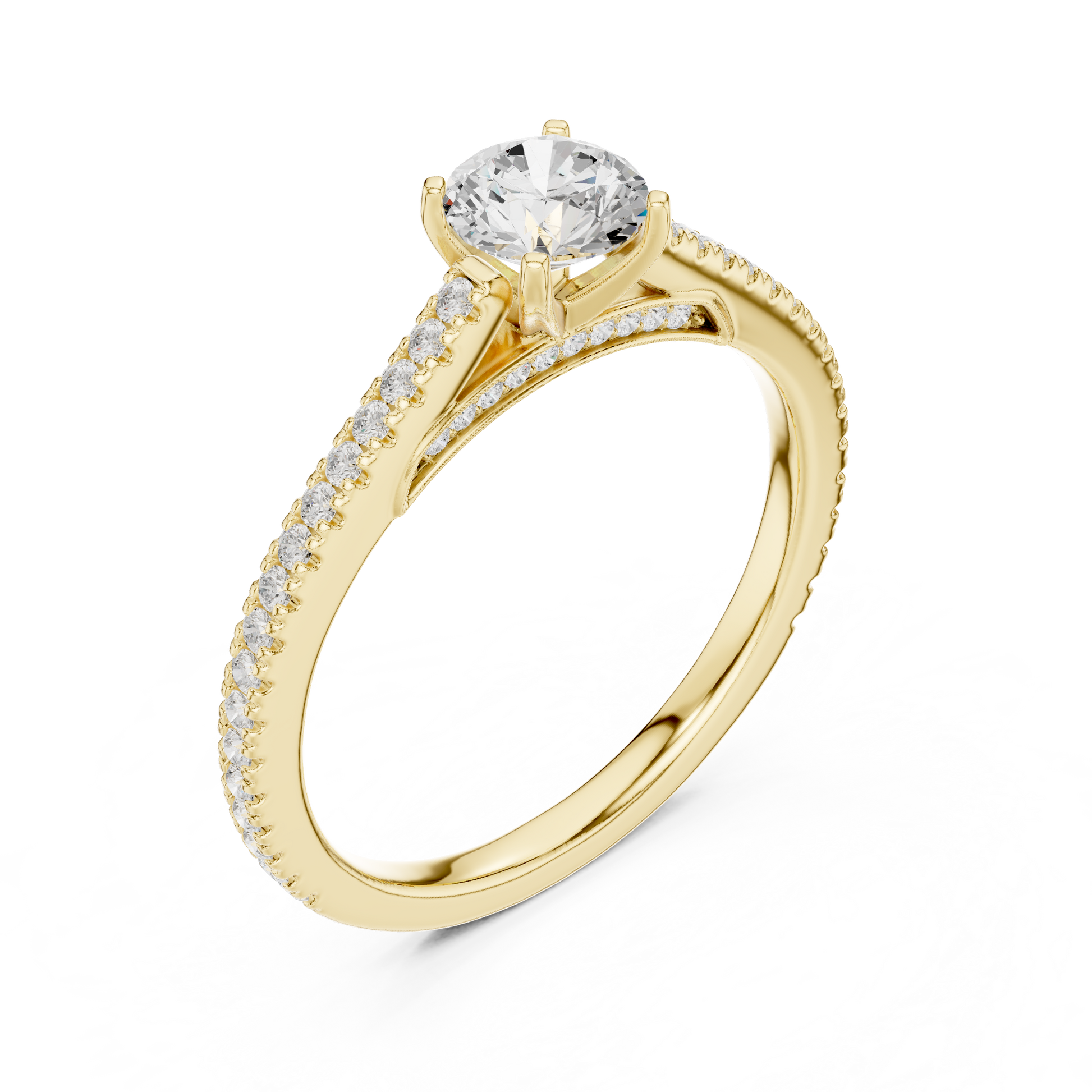 Round Side Stone Lab Grown Diamond Ring