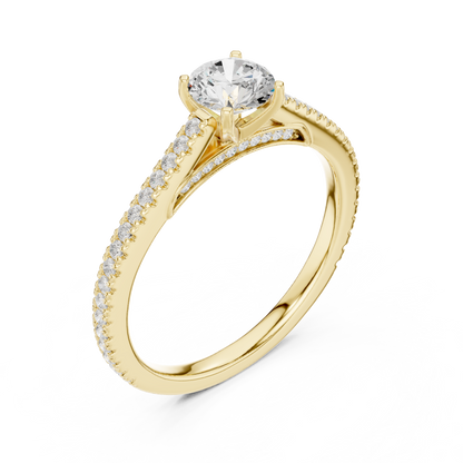 Round Side Stone Lab Grown Diamond Ring