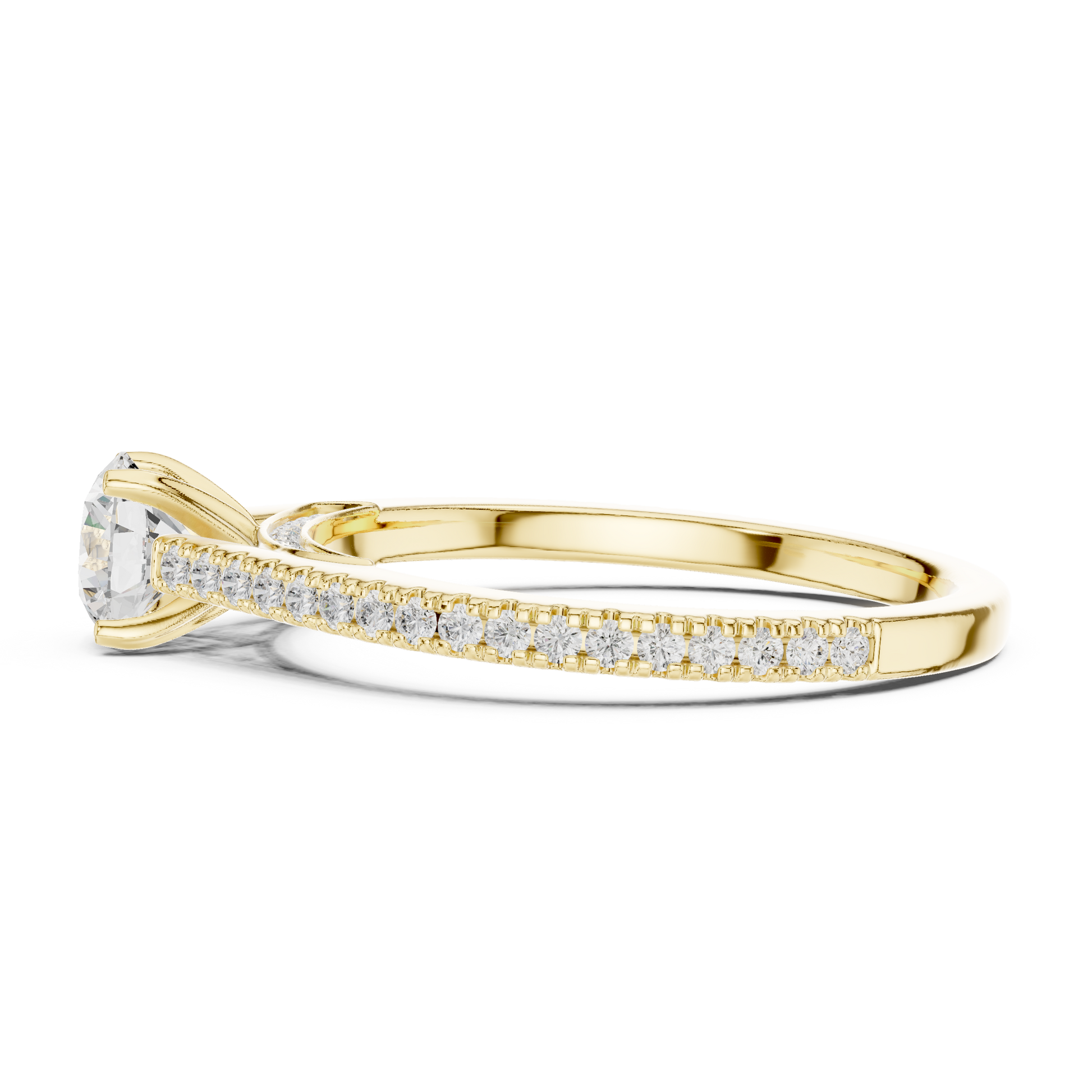 Round Side Stone Lab Grown Diamond Ring